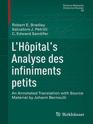 cover image of L'Hôpital's Analyse des infiniments petits